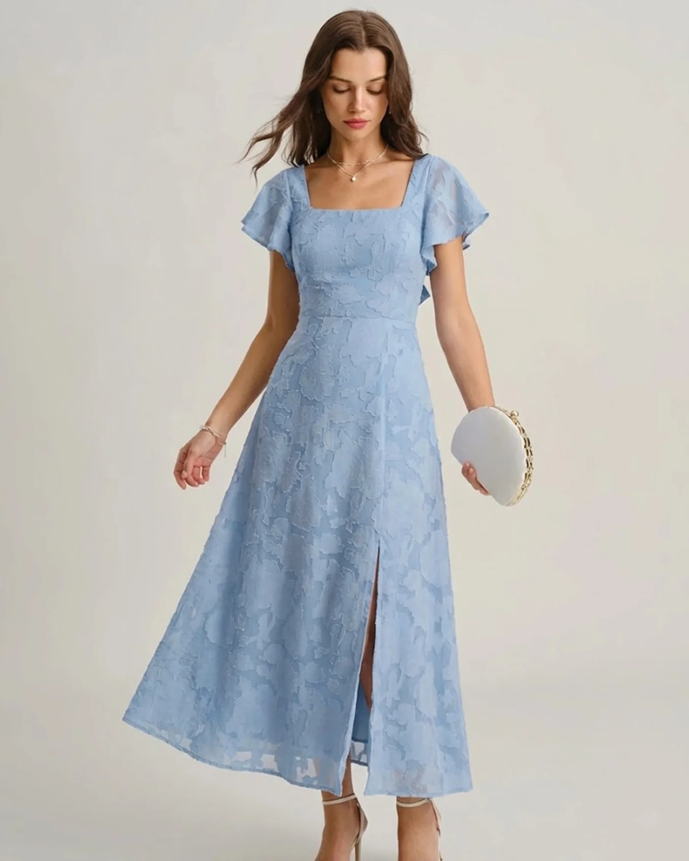 bcb52d6fe3ff07aed72086ea742499b3a8c4d9bded6366fc3c4f1106d527a313.webp Blue Floral Square Neck Midi Dress - Image 1